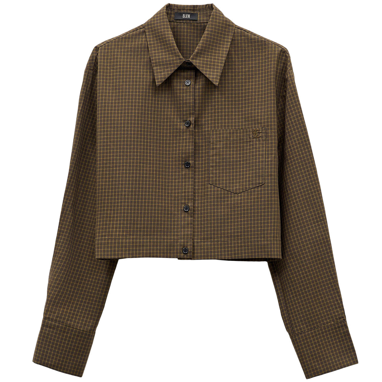 ELEH Camicia A Quadri EFW250101 VERDE KHAKI 