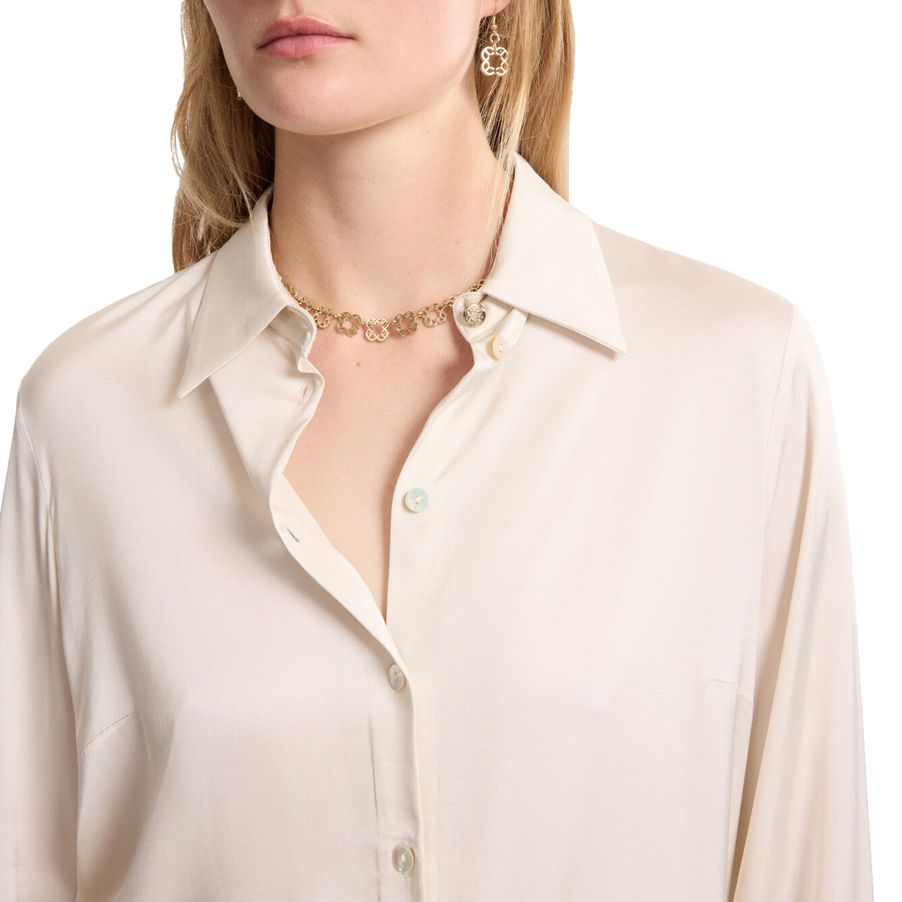 ELENA MIRO' Camicia In Raso Stretch 5127P100232N 021 PORCELLANA 