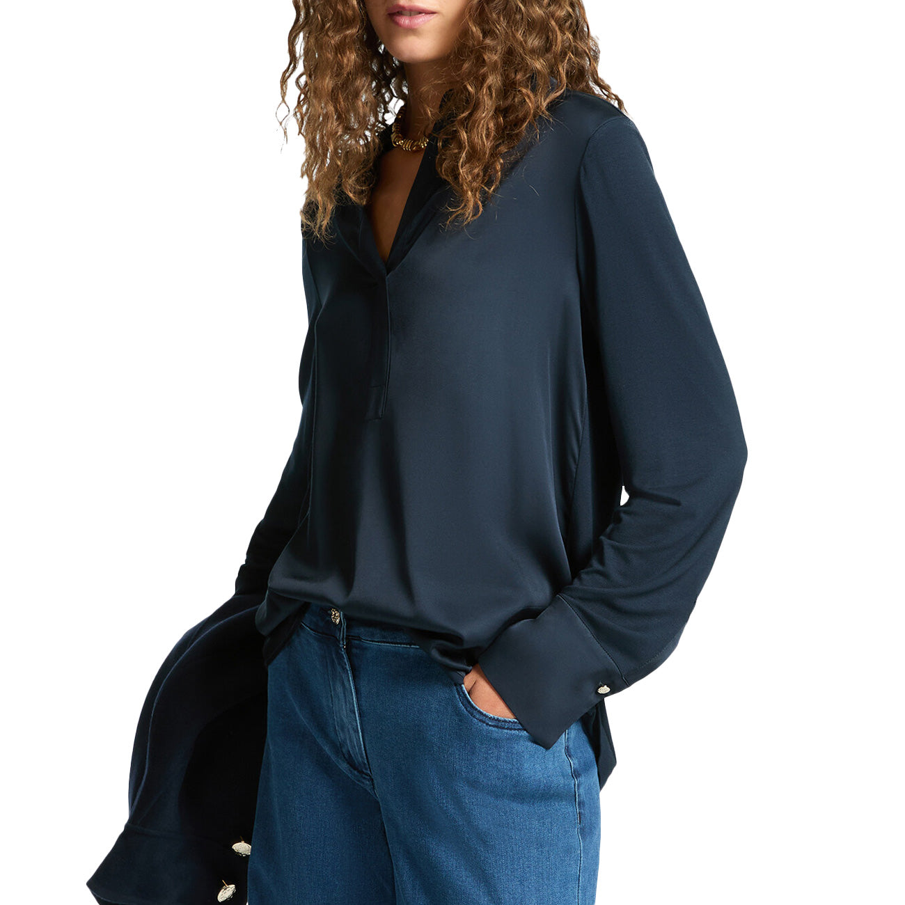ELENA MIRO' T-Shirt Polo In Due Tessuti G247Z100487N 034 BLU 