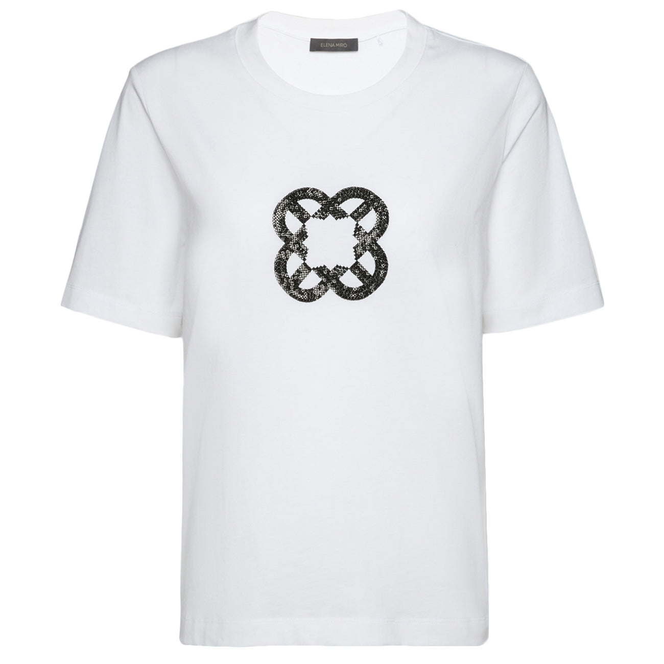 ELENA MIRO' T-Shirt Relaxed Fit Con Ricamo Monogram G270Z000407N 011 MILK 