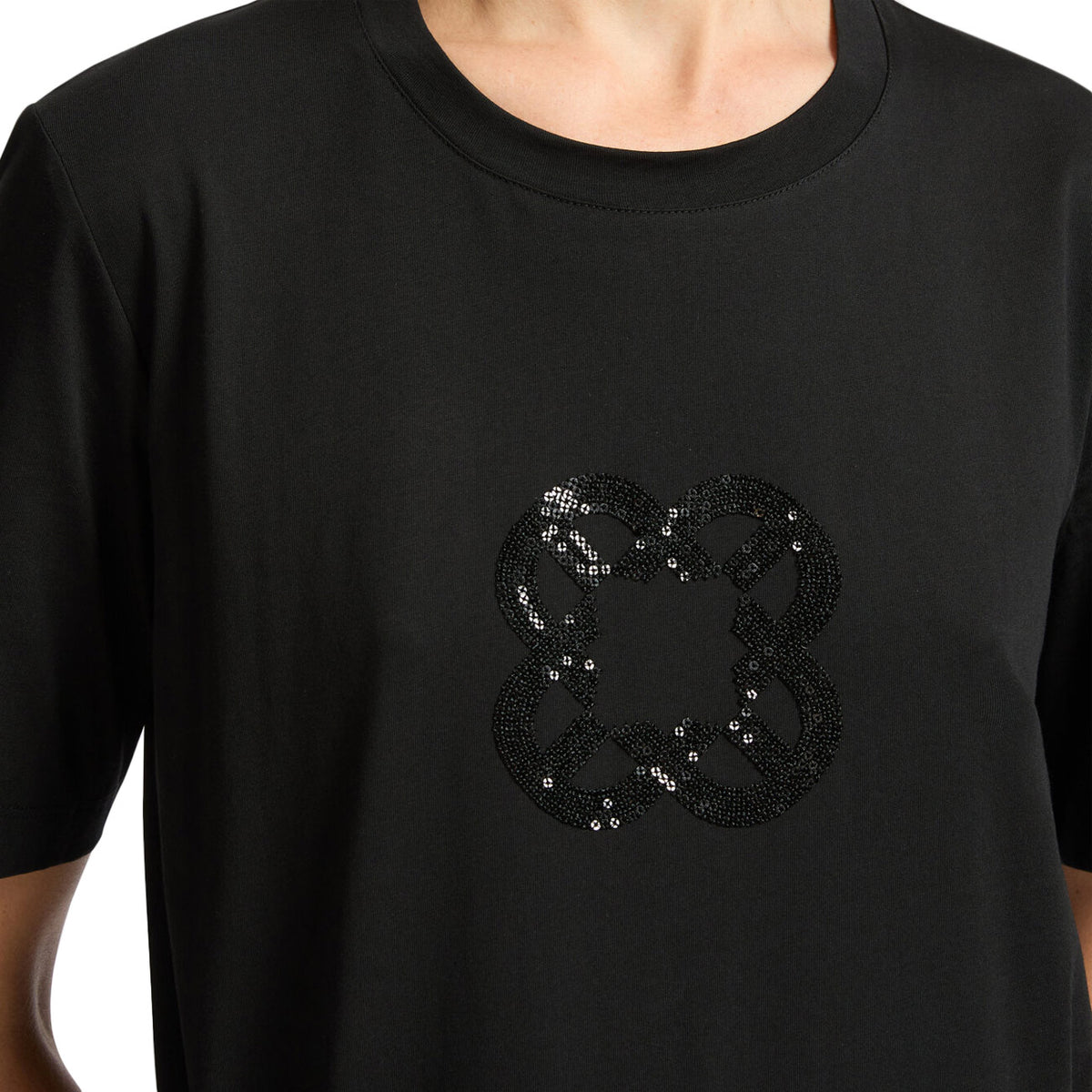 ELENA MIRO' T-Shirt Relaxed Fit Con Ricamo Monogram G270Z000407N 033 NERO 