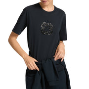 ELENA MIRO' T-Shirt Relaxed Fit Con Ricamo Monogram G270Z000407N 034 DARK BLUE 