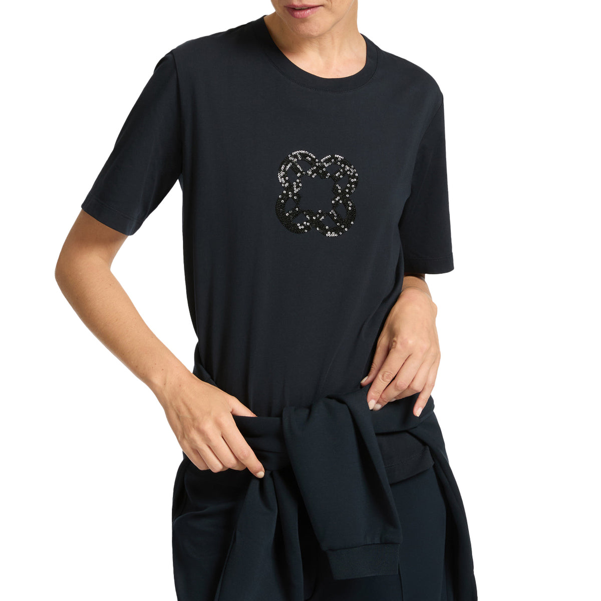 ELENA MIRO' T-Shirt Relaxed Fit Con Ricamo Monogram G270Z000407N 034 DARK BLUE 