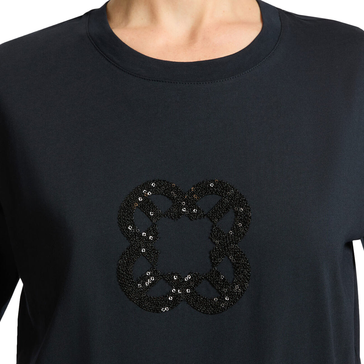 ELENA MIRO' T-Shirt Relaxed Fit Con Ricamo Monogram G270Z000407N 034 DARK BLUE 