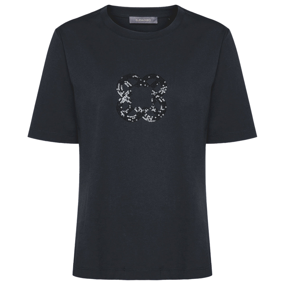 ELENA MIRO' T-Shirt Relaxed Fit Con Ricamo Monogram G270Z000407N 034 DARK BLUE 