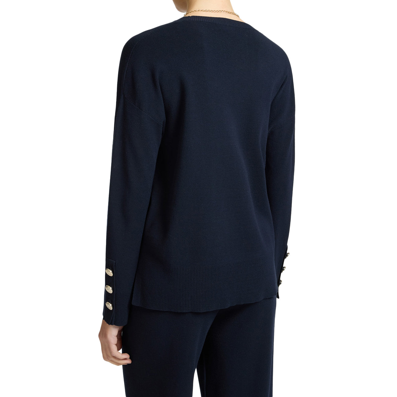 ELENA MIRO' Maglia Con Bottoni Ai Polsi M419Z000546N 034 DARK BLUE 