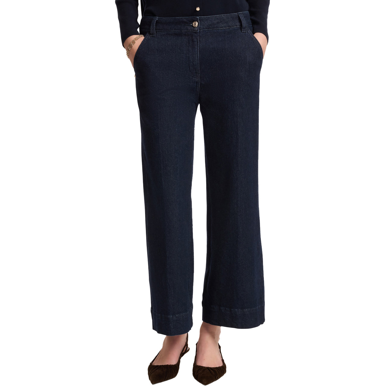 ELENA MIRO' Jeans Tailoring Cropped P504P000335N 0D4 DARK BLUE 