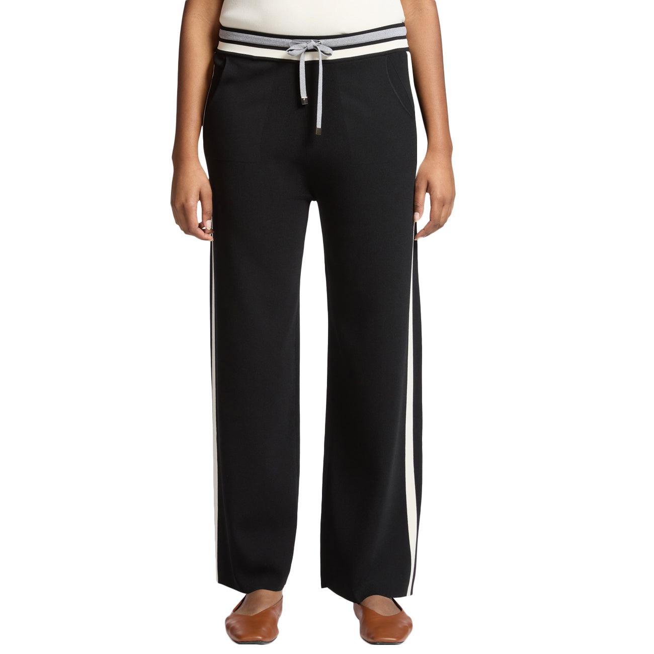 ELENA MIRO' Pantaloni Palazzo Misto Viscosa P622Z000149N B3 NERO/JUTA/GRIGIO 