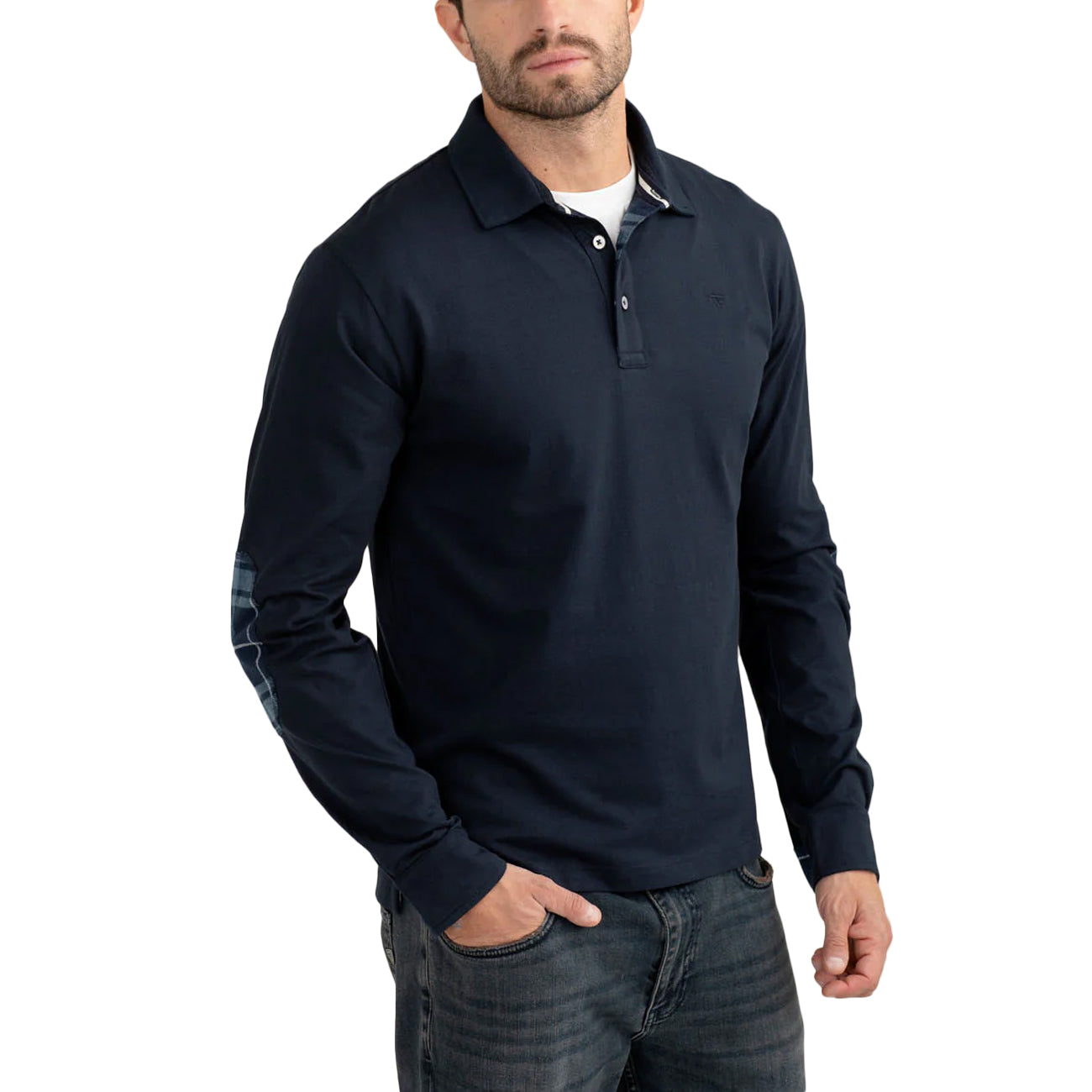 FRED MELLO Polo Manica Lunga Con Dettagli Check FM25W02QU A0601 BLUE 