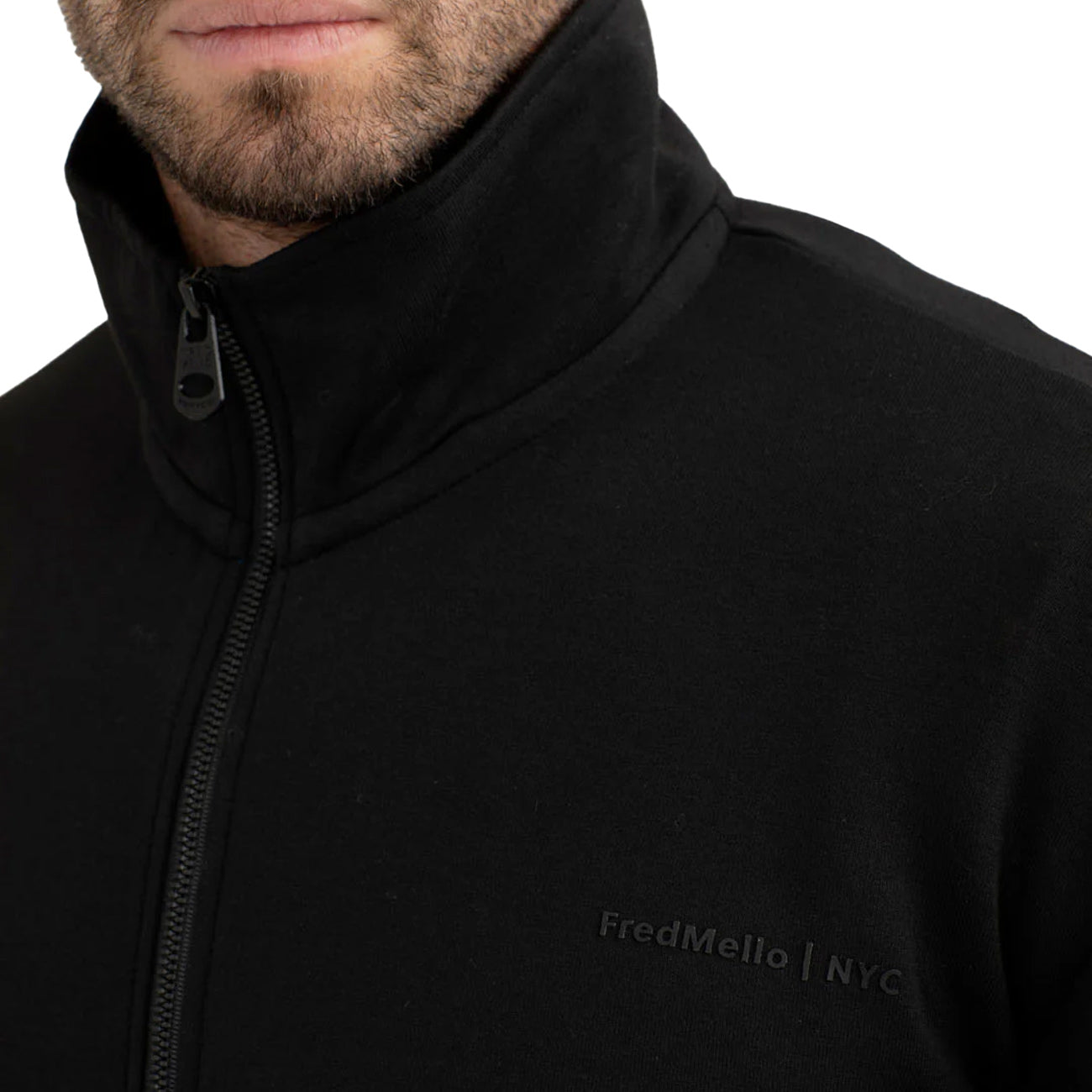 FRED MELLO Felpa Full Zip Con Scritta 3D FM25W07FZ A0951 BLACK 