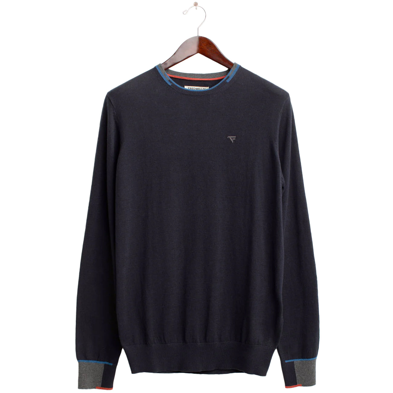 FRED MELLO Maglia Girocollo Con Patch Sui Gomiti FM25W14MG A0601 BLUE 
