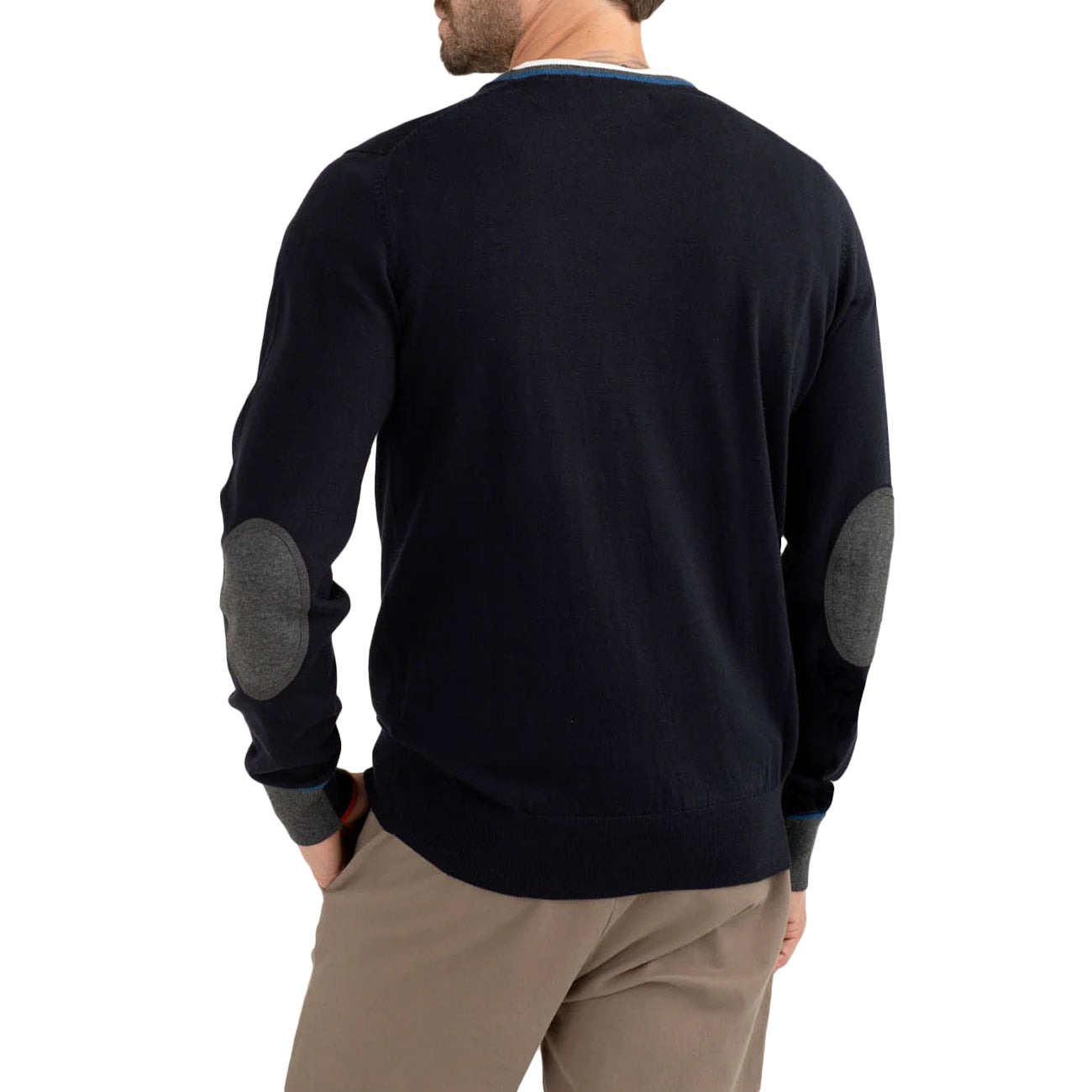 FRED MELLO Maglia Girocollo Con Patch Sui Gomiti FM25W14MG A0601 BLUE 