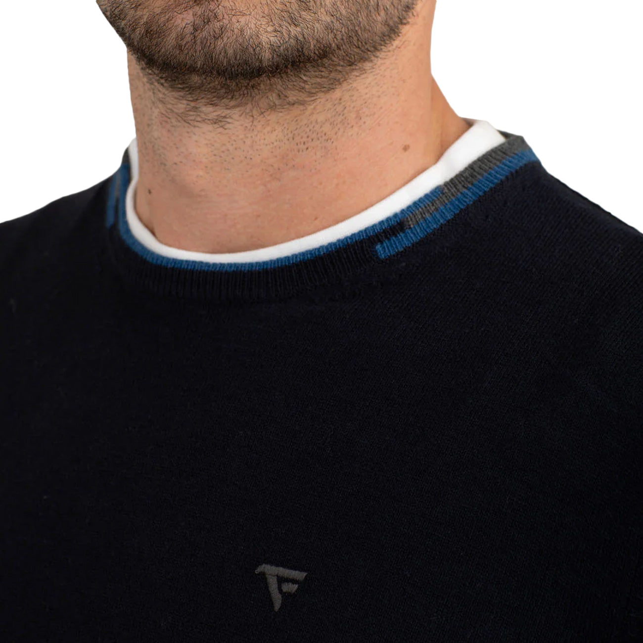 FRED MELLO Maglia Girocollo Con Patch Sui Gomiti FM25W14MG A0601 BLUE 
