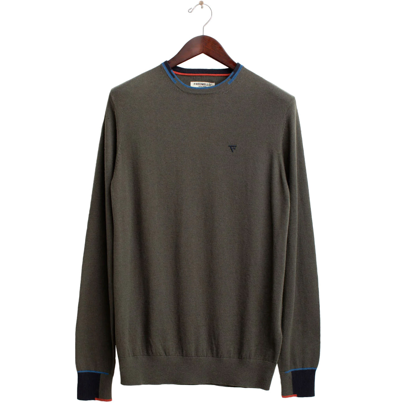 FRED MELLO Maglia Girocollo Con Patch Sui Gomiti FM25W14MG A0804 ARMY 
