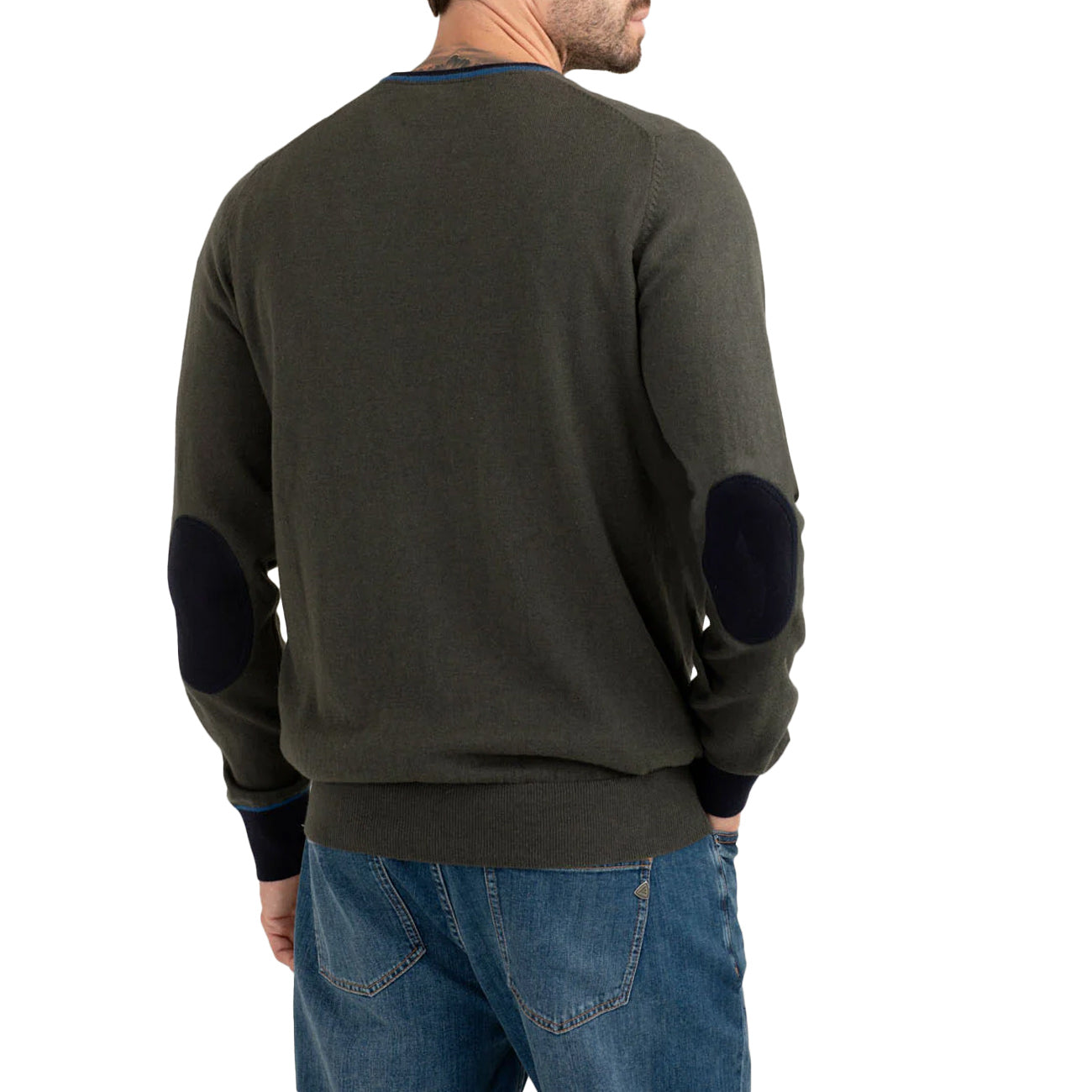 FRED MELLO Maglia Girocollo Con Patch Sui Gomiti FM25W14MG A0804 ARMY 