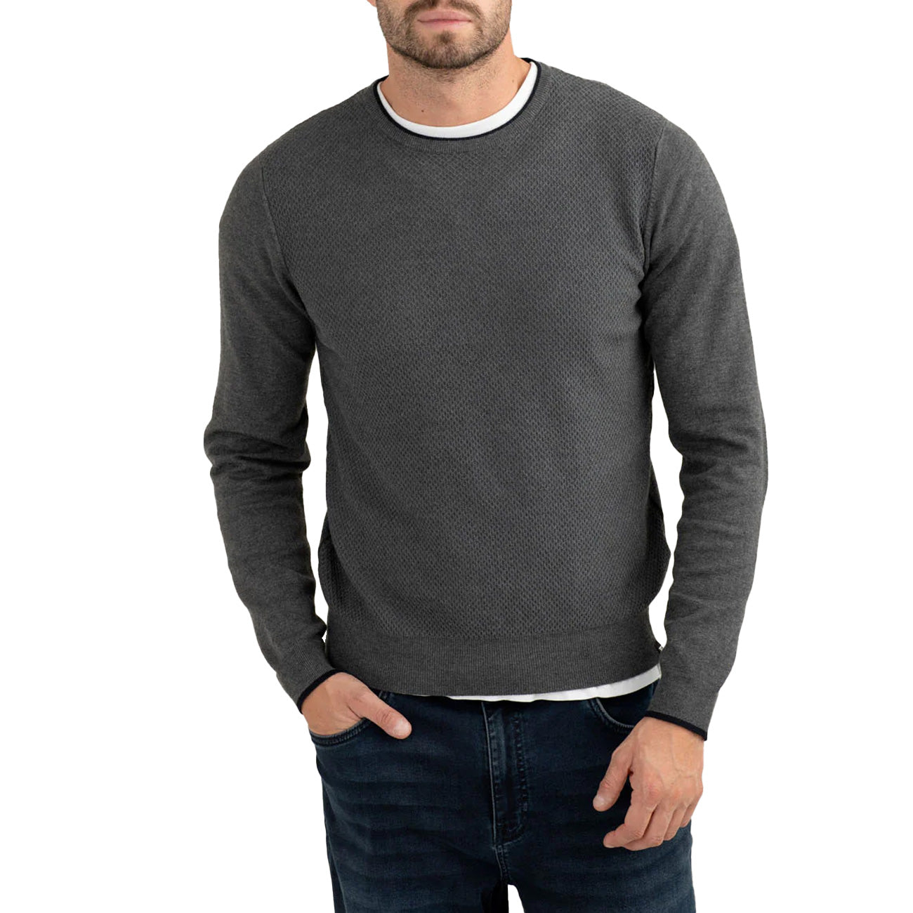 FRED MELLO Maglia Girocollo Antracite Melange FM25W17MG A0953 ANTRACITE MELANGE 