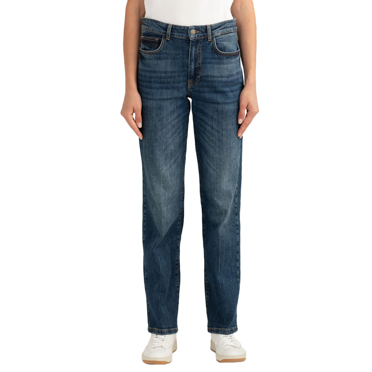 FRED MELLO Pantalone Palazzo In Denim Stretch FW25W21PD A1101 MIDDLE BLUE 