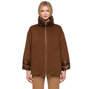 HOX Cappotto 3/4 Alpaca Con Polsi In Piuma XD6713 WW34 QUARZO FUME 