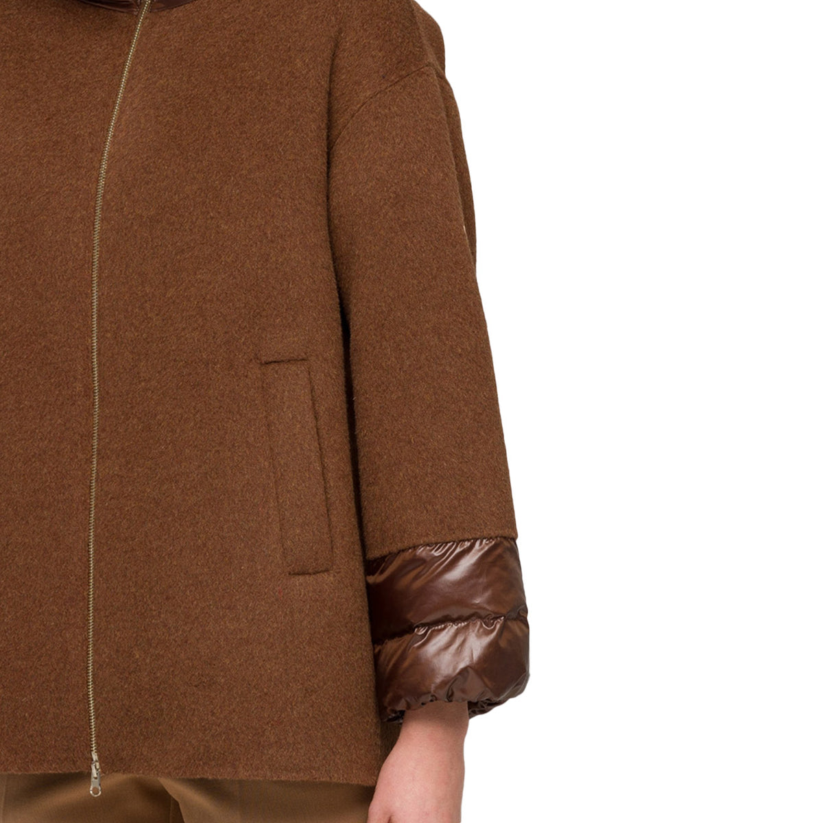 HOX Cappotto 3/4 Alpaca Con Polsi In Piuma XD6713 WW34 QUARZO FUME 