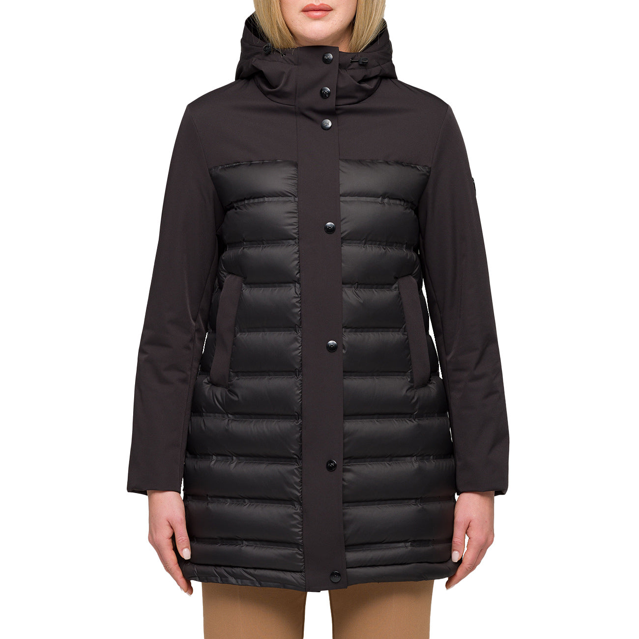 HOX Cappotto Trapuntato Con Cappuccio XD6723 TP20 DIAMANTE NERO 