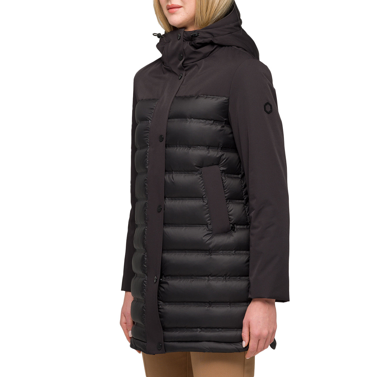HOX Cappotto Trapuntato Con Cappuccio XD6723 TP20 DIAMANTE NERO 