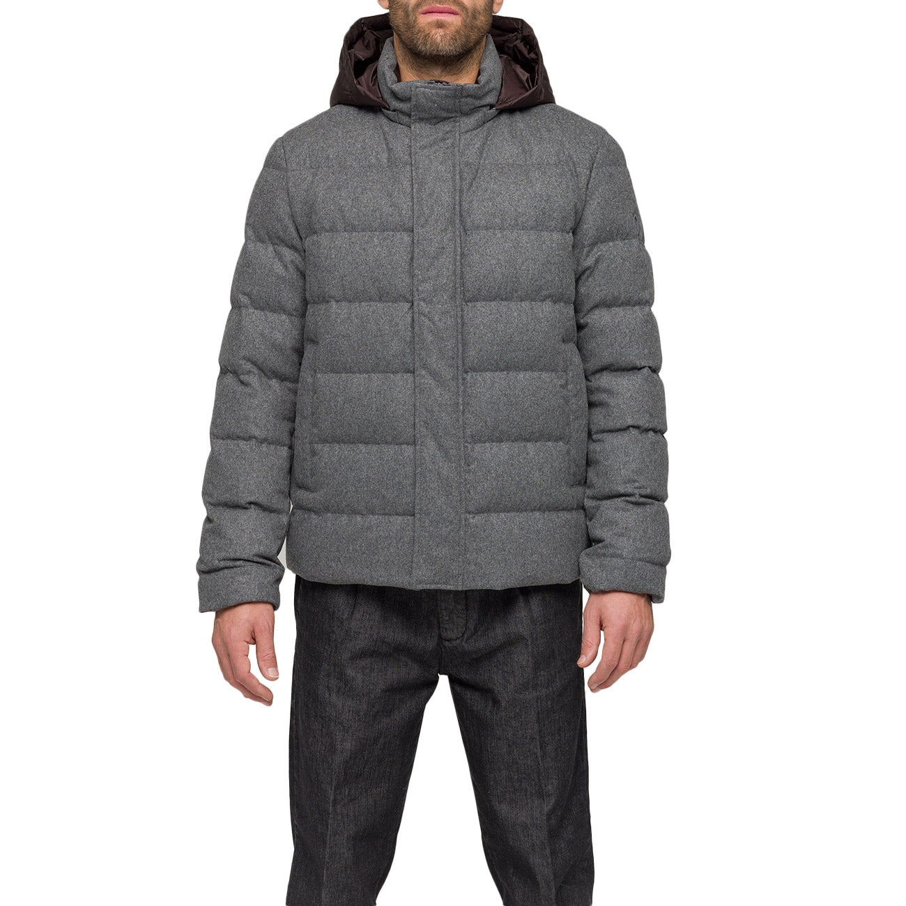 HOX Piumino In Lana Con Cappuccio XU5715 FW70 SMOKE GREY 