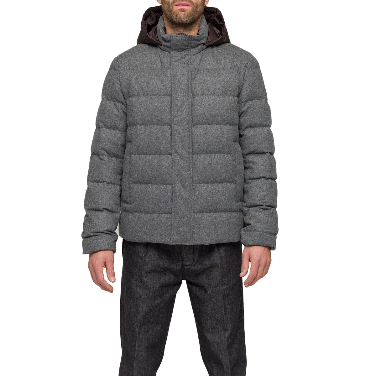 HOX Piumino In Lana Con Cappuccio XU5715 FW70 SMOKE GREY 