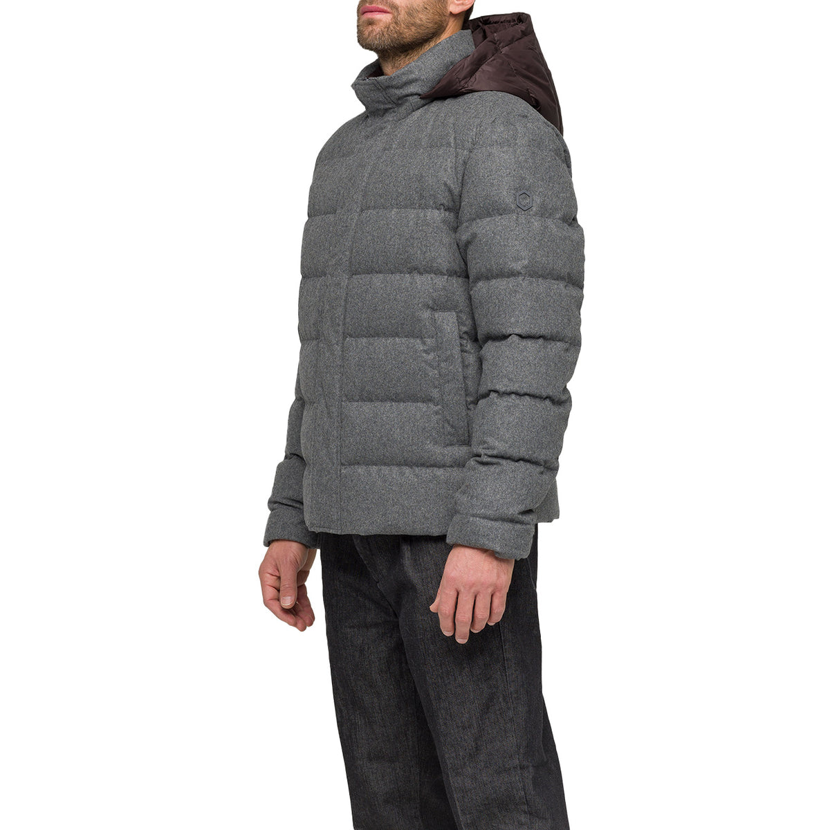 HOX Piumino In Lana Con Cappuccio XU5715 FW70 SMOKE GREY 