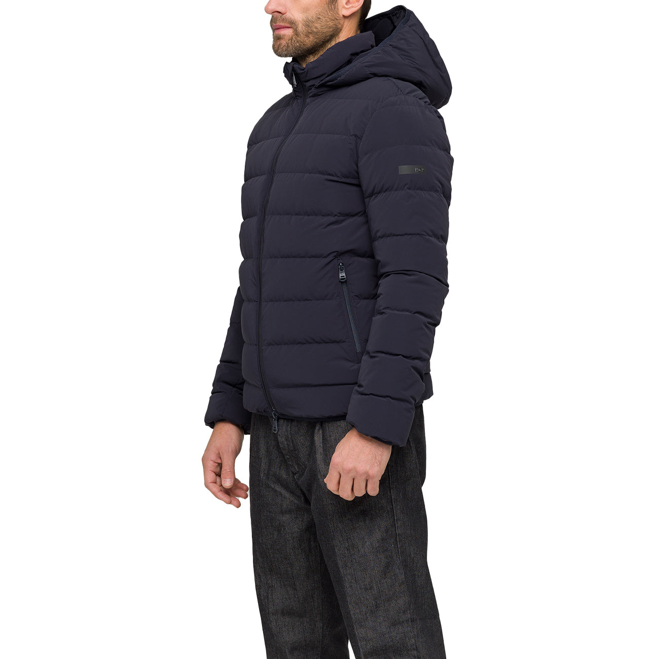 HOX Piumino Corto Con Zip E Cappuccio XU5730 NS25 BLU 