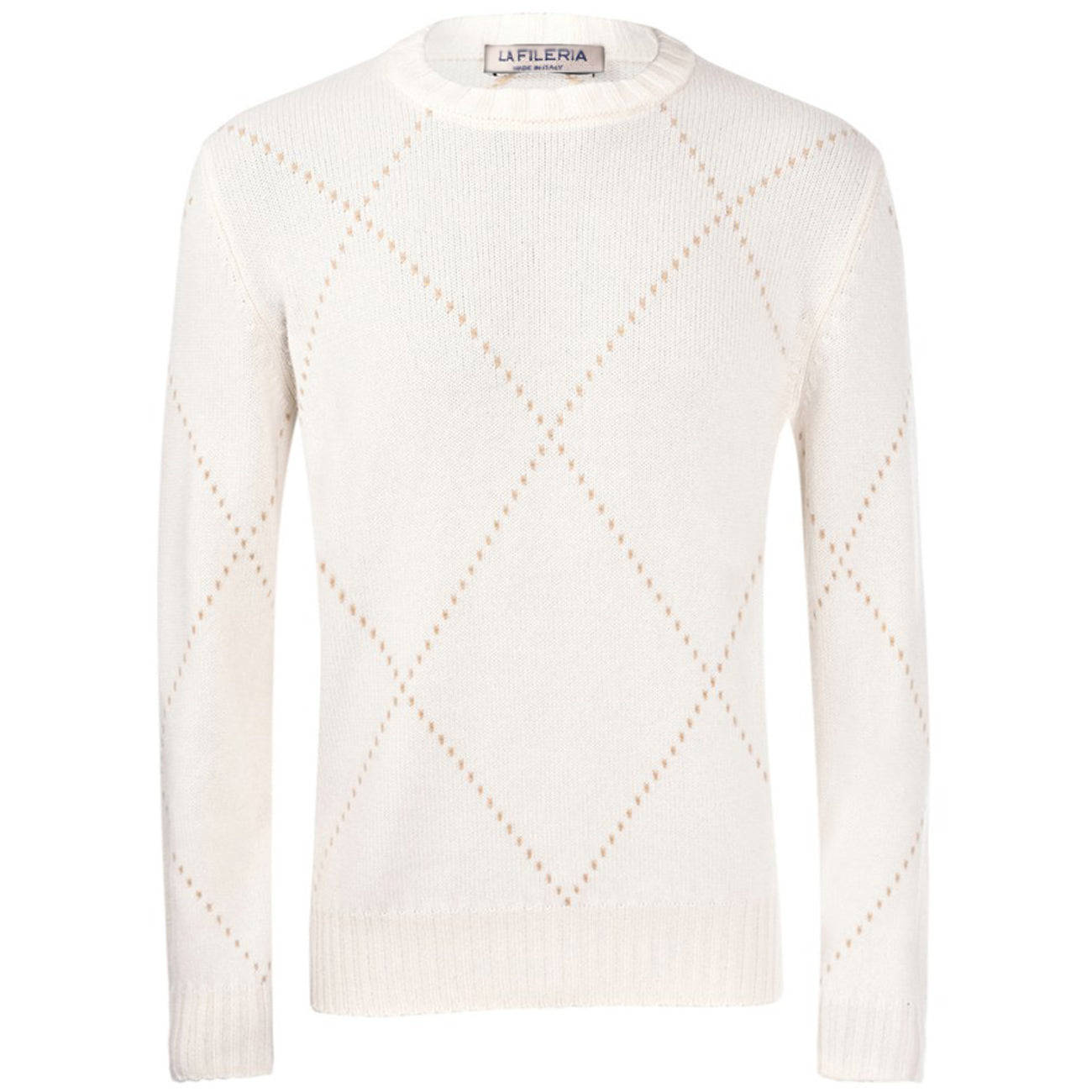LA FILERIA Maglia Girocollo A Rombi 13156/19653 001 BEIGE 