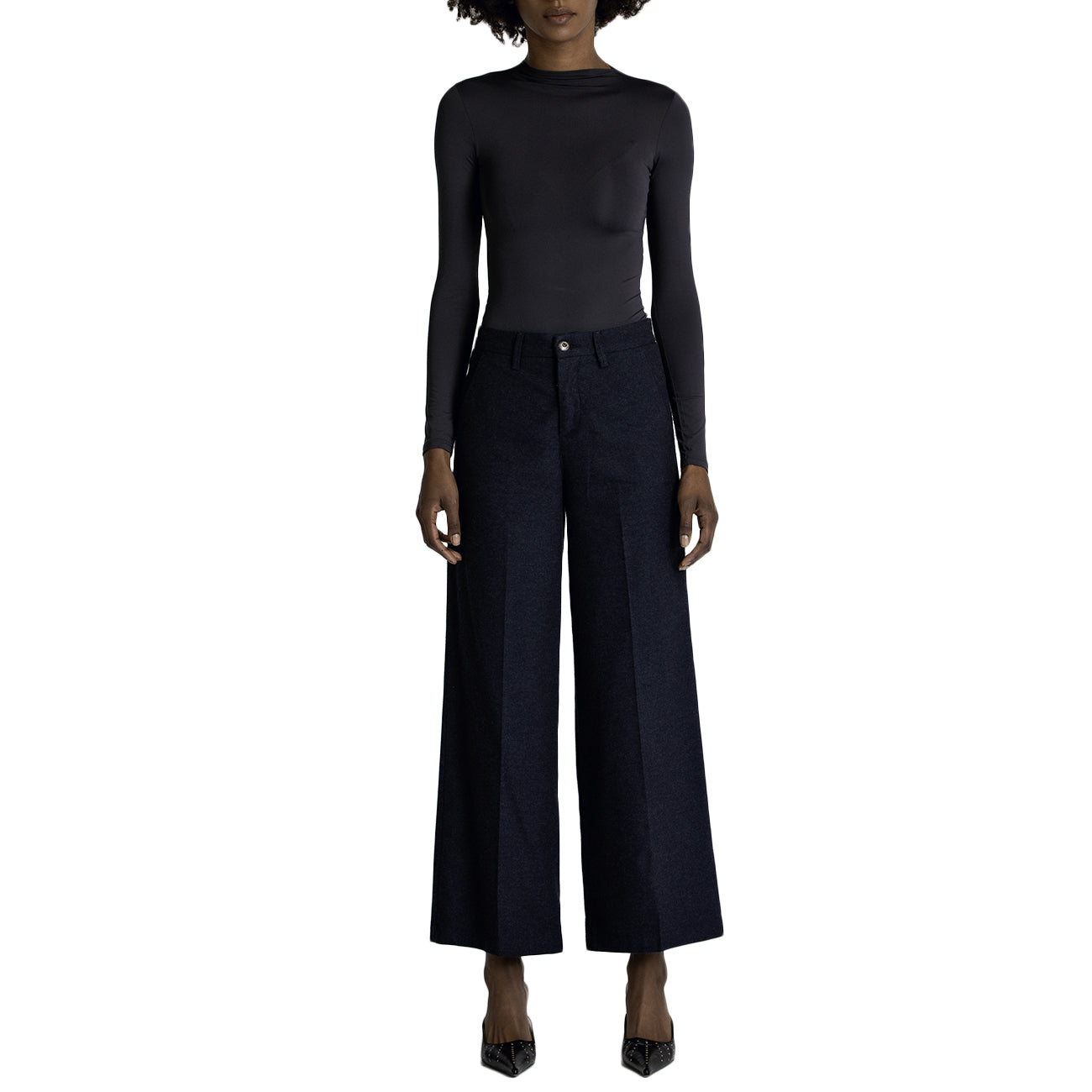 NOIR E BLEU Pantalone In Flanella Blu DENISE 48 BLU 