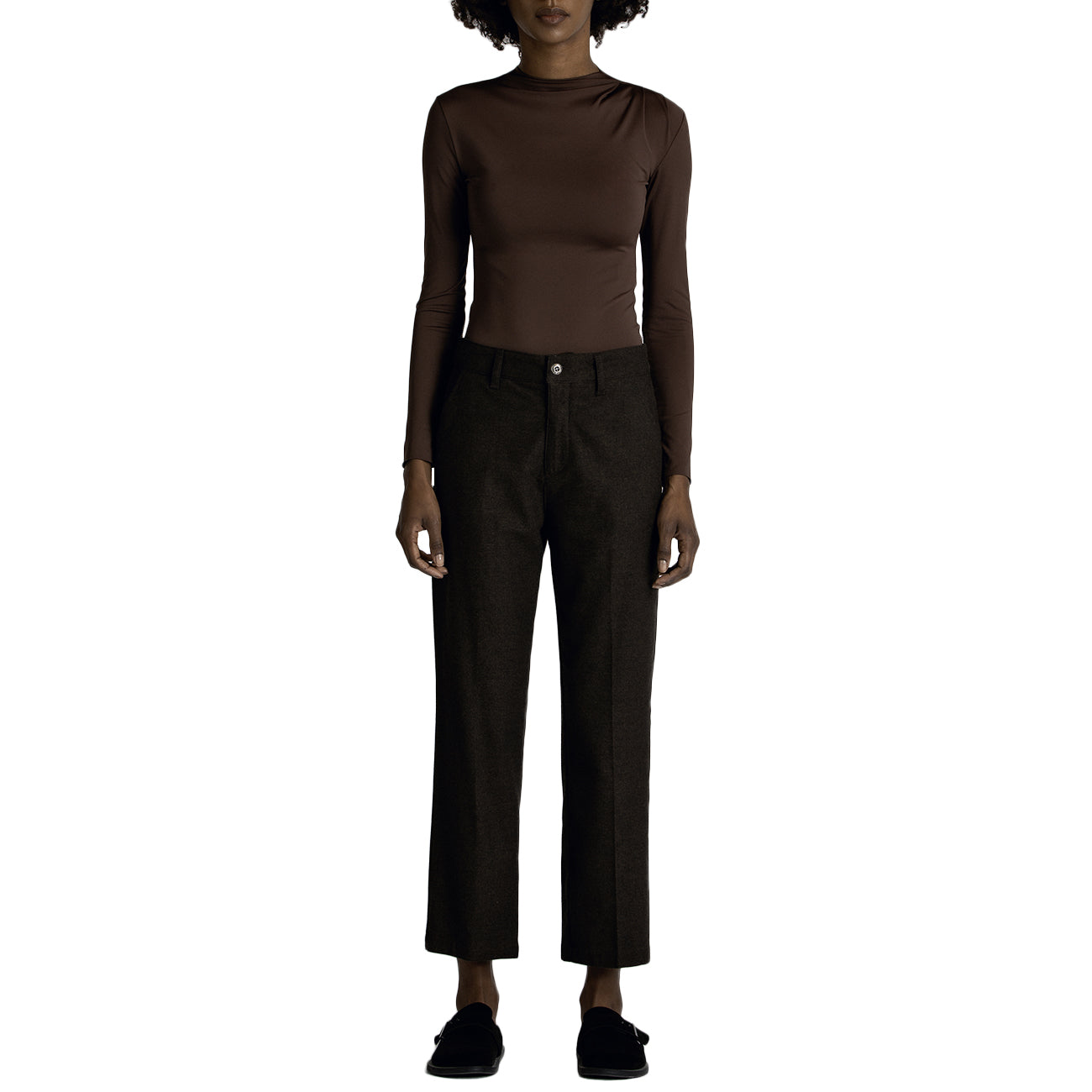 NOIR E BLEU Pantalone In Flanella Marrone DENISE 48 MARRONE 