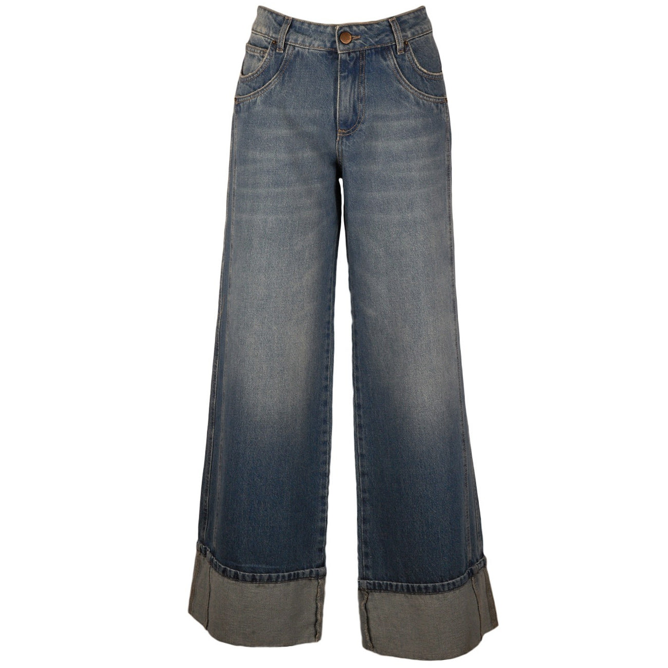 NOIR E BLEU Jeans Poppy L32 Con Risvolto POPPY L32 DENIM MEDIO 