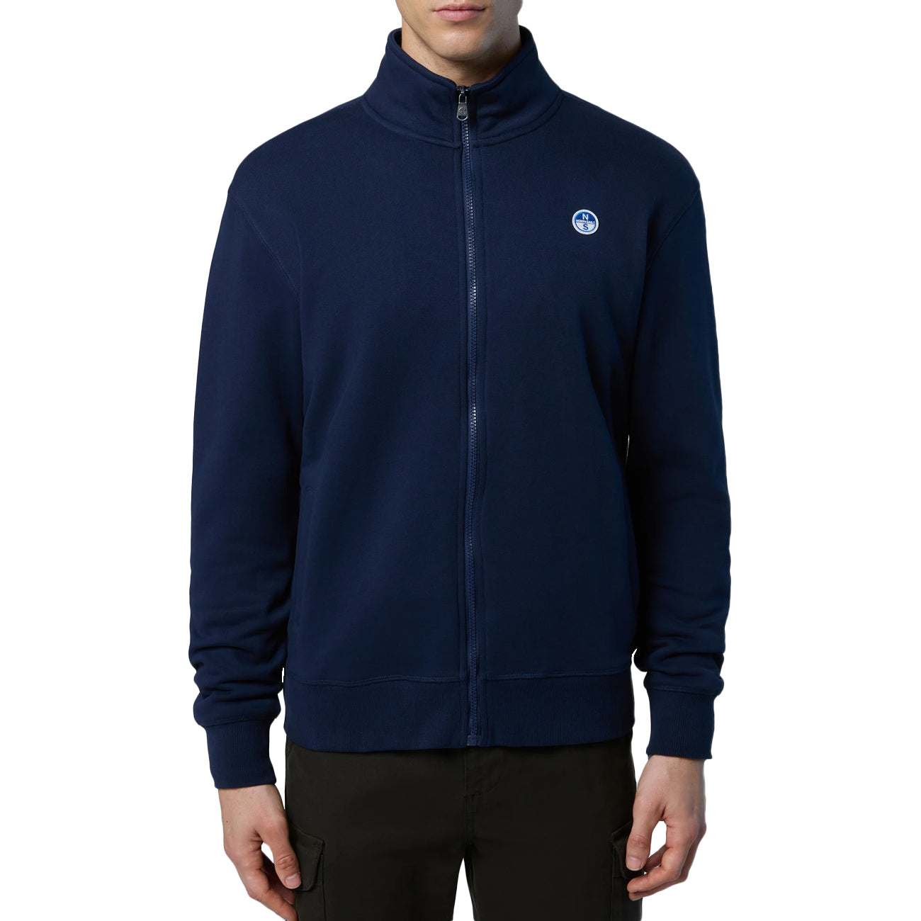 NORTH SAILS Felpa Con Patch Logo E Zip Blu 691256 0802 NAVY BLUE 