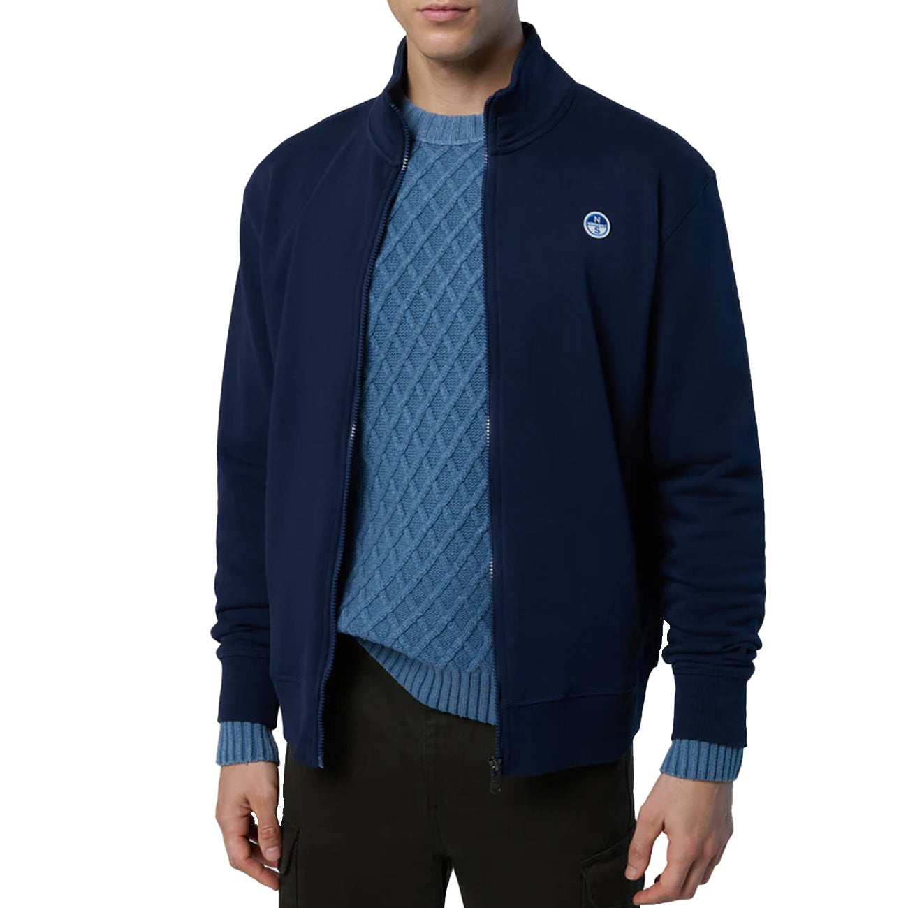 NORTH SAILS Felpa Con Patch Logo E Zip Blu 691256 0802 NAVY BLUE 