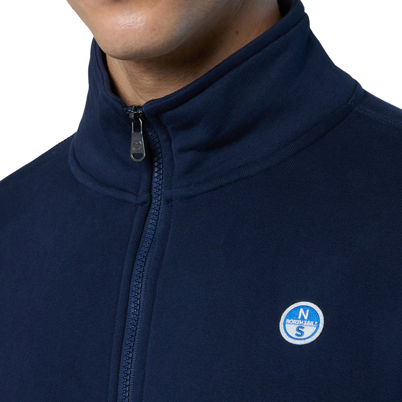 NORTH SAILS Felpa Con Patch Logo E Zip Blu 691256 0802 NAVY BLUE 