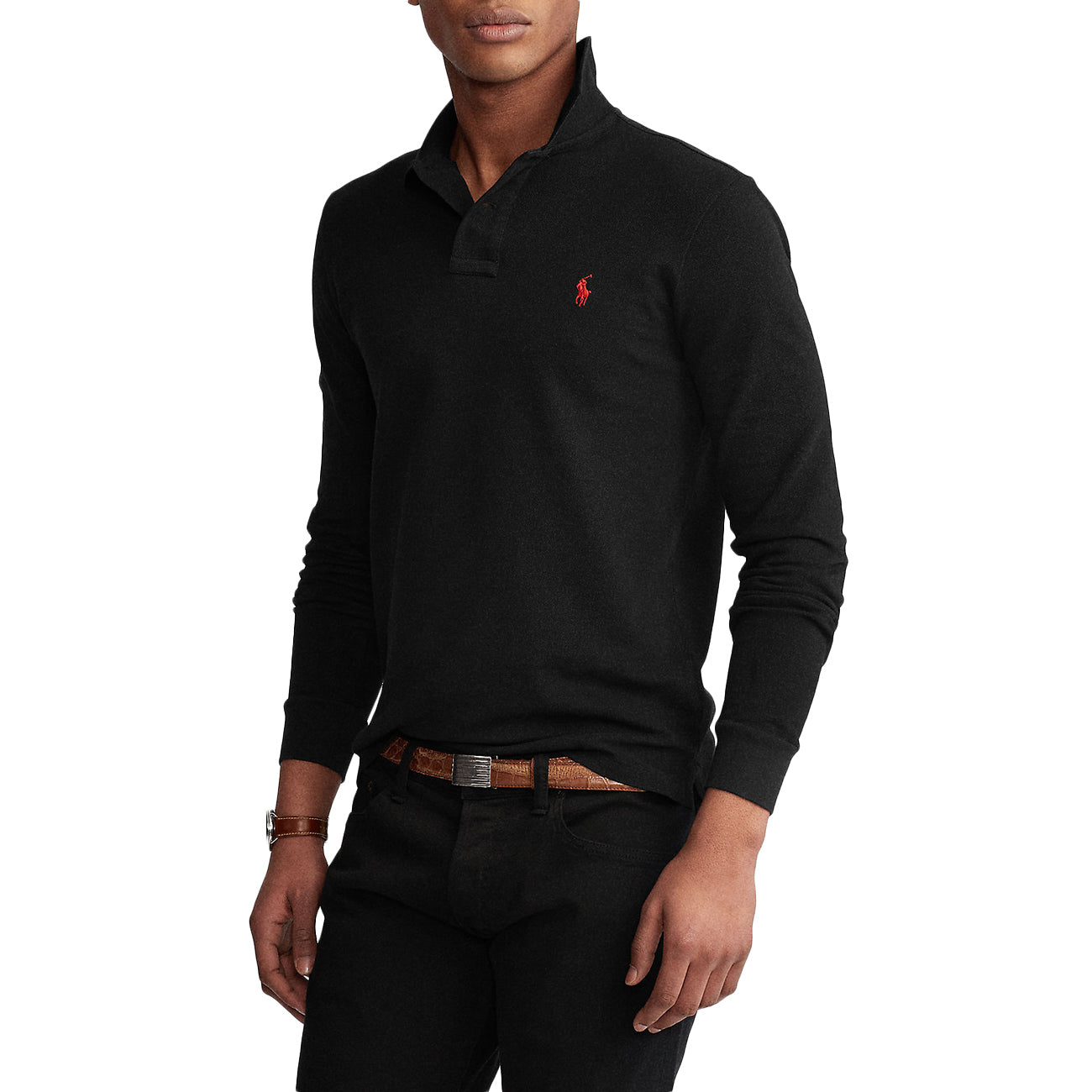 POLO RALPH LAUREN Polo A Maniche Lunghe In Rete Slim Fit 710681126 037 BLACK/C3870 