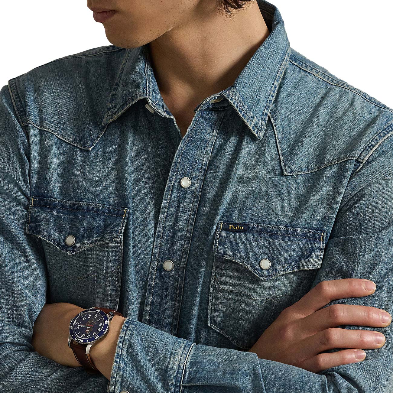 POLO RALPH LAUREN Camicia Western In Denim Slub 710703936 001 RL WESTERN 