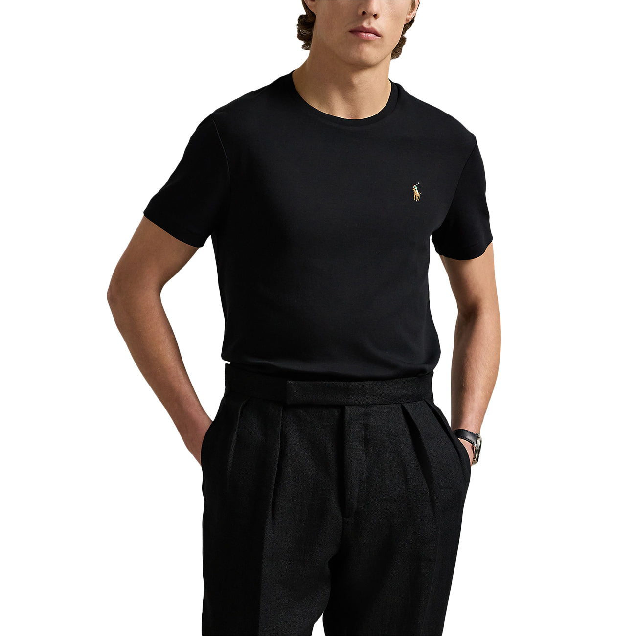 POLO RALPH LAUREN T-Shirt In Cotone Custom Slim Fit Uomo Polo Black 710740727 001 POLO BLACK 