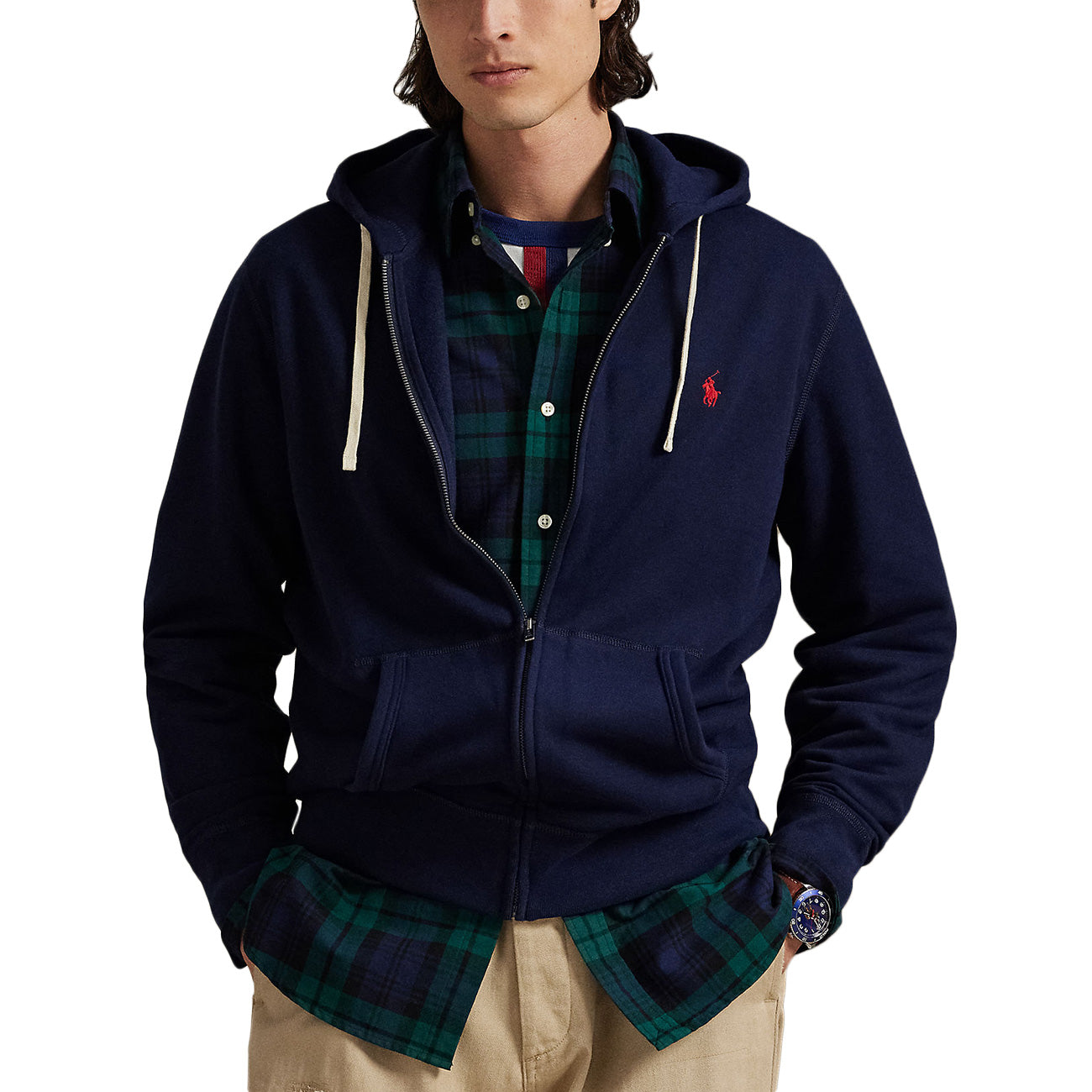 POLO RALPH LAUREN Felpa Con Zip E Cappuccio In Pile 710813297 004 CRUISE NAVY 