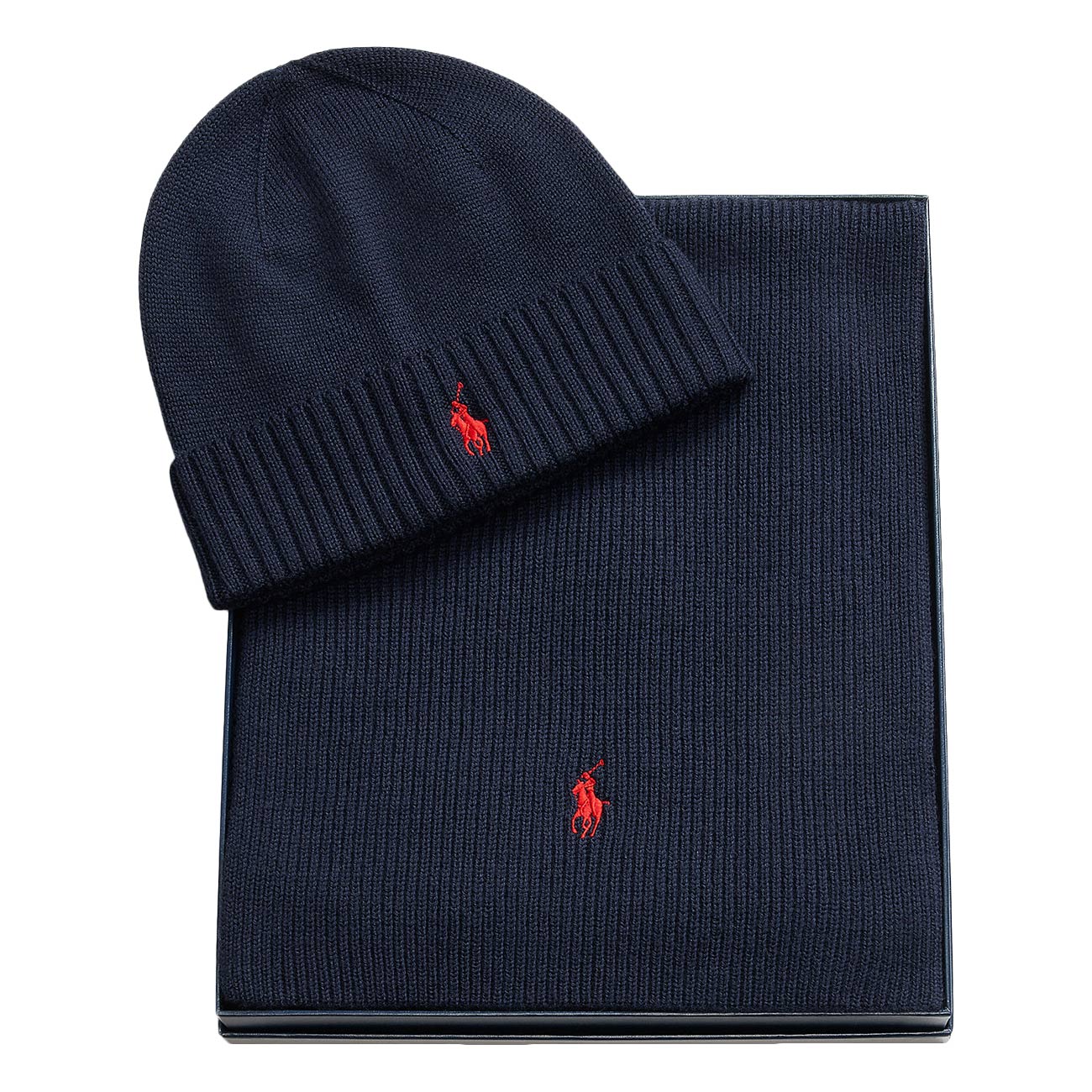 POLO RALPH LAUREN Set Regalo Berretto E Sciarpa In Lana Merino 710951146 001 HUNTER NAVY 