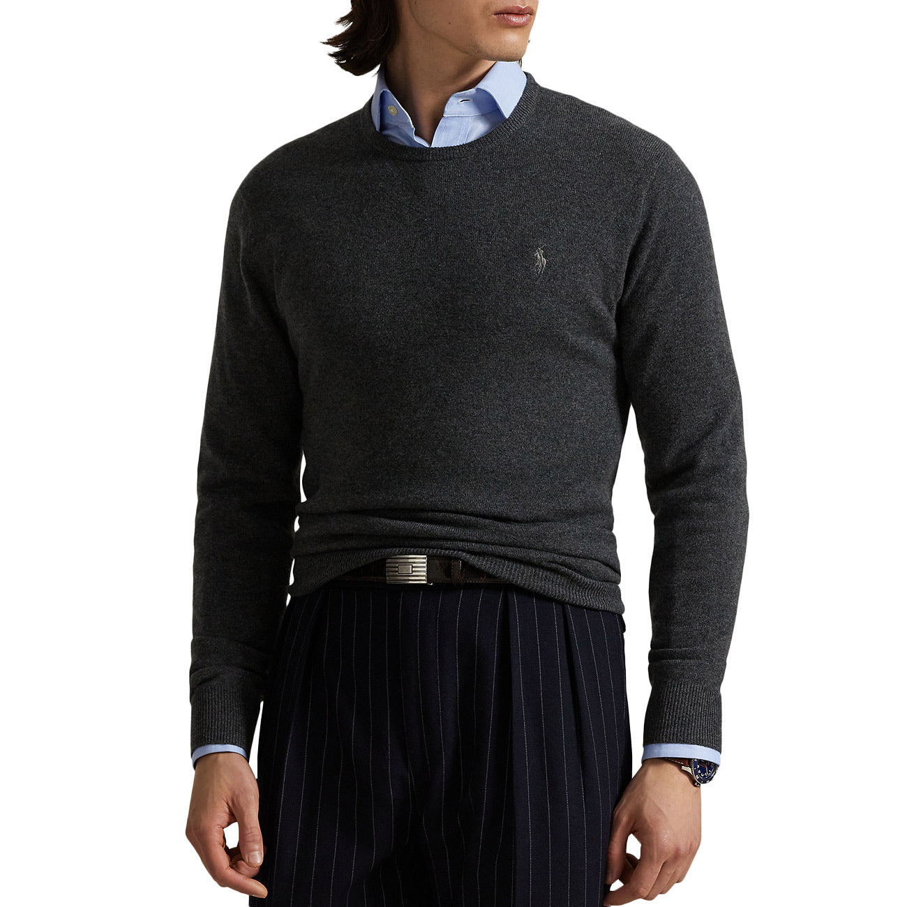POLO RALPH LAUREN Maglione Girocollo In Lana 710974148 004 DARK CHARCOAL HEATHER 