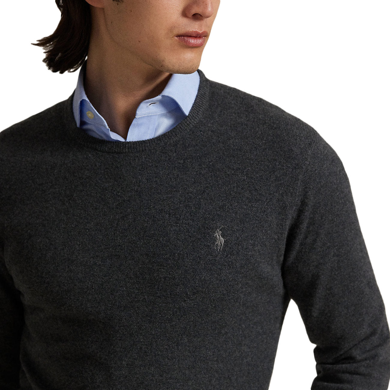 POLO RALPH LAUREN Maglione Girocollo In Lana 710974148 004 DARK CHARCOAL HEATHER 