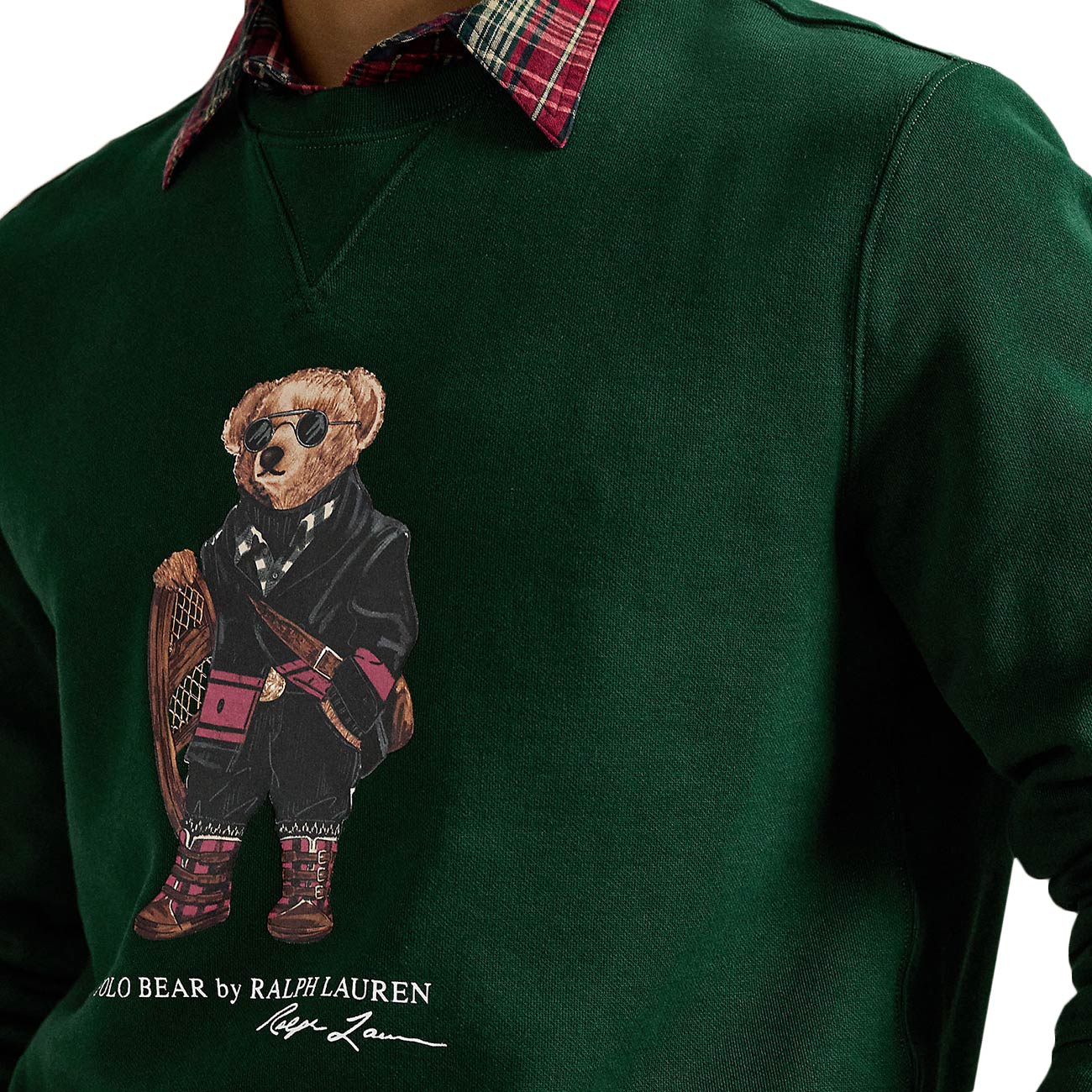 POLO RALPH LAUREN Felpa In Pile Con Orso Polo 710981794 001 MOSS AGATE HOLIDAY BEAR 