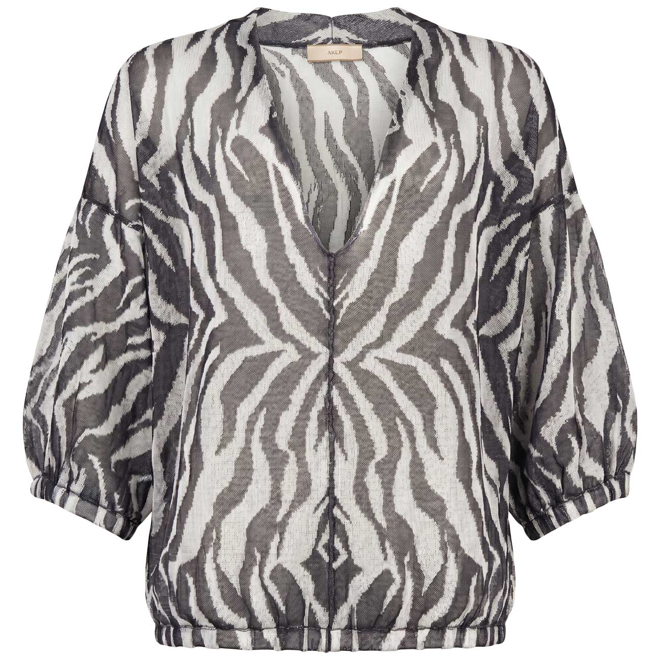 AKEP Blusa Jacquard Animalier CMKD13248 ECRU/NERO 