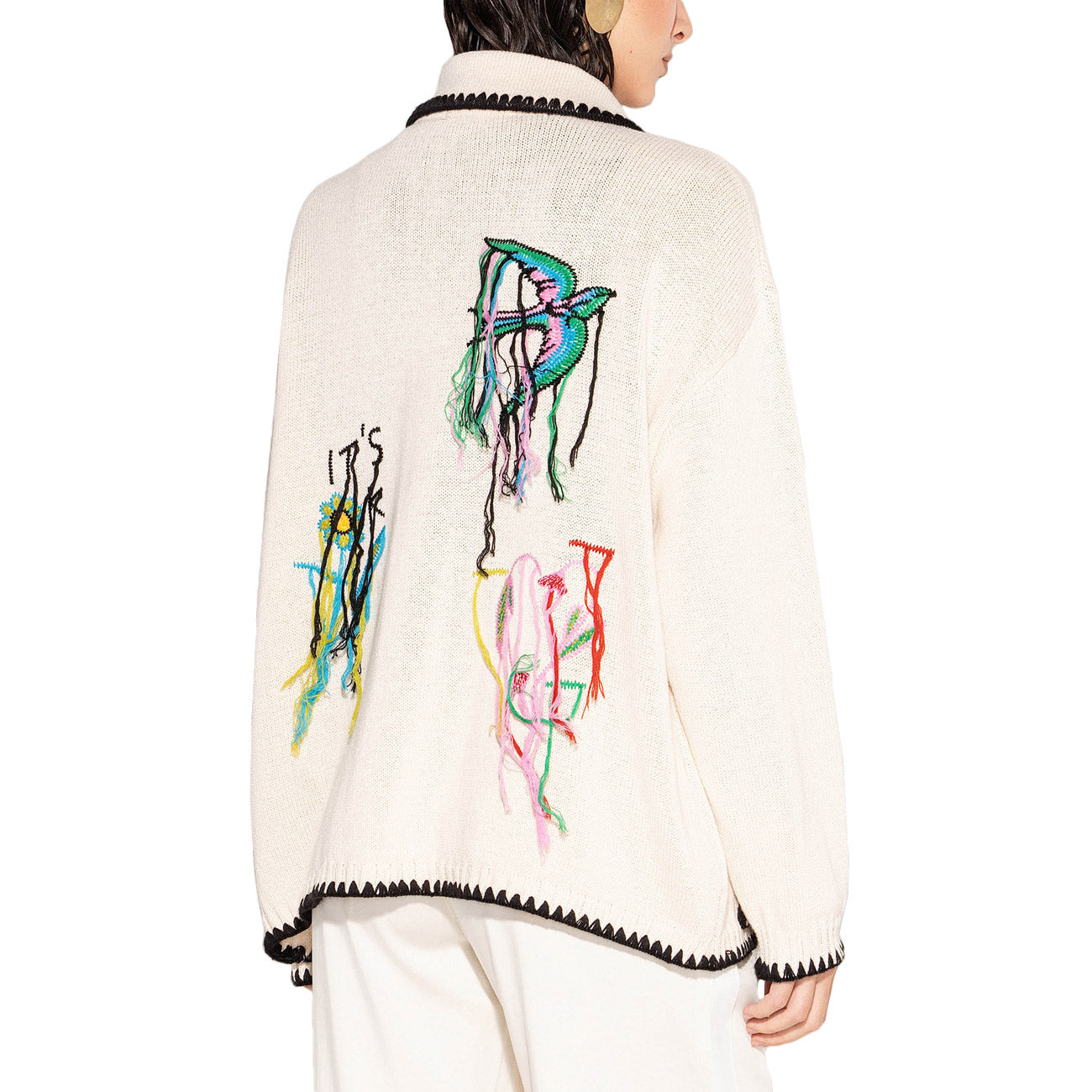 AKEP Cardigan Con Patch E Bordi A Contrasto GBKD13050 PANNA 