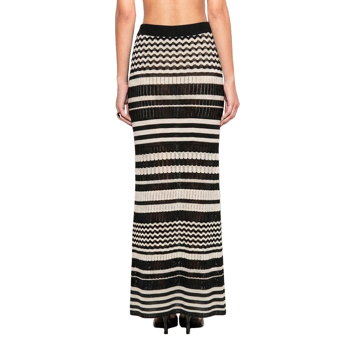 AKEP Gonna Lunga A Righe In Maglia GOKD13207 NERO/BIANCO 