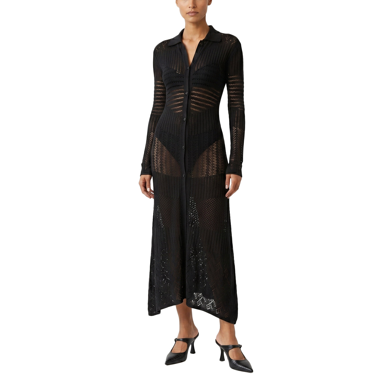 AKEP Maxi Cardigan Punto Pizzo MGKD13046 NERO 