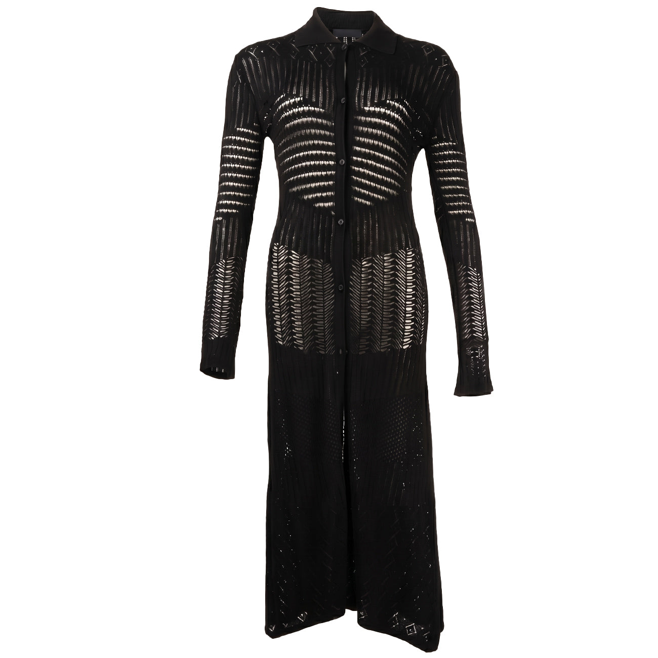 AKEP Maxi Cardigan Punto Pizzo MGKD13046 NERO 