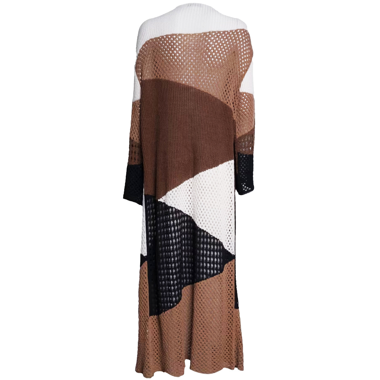 AKEP Maxi Kimono Manica Lunga A Rete MGKD13070 NERO 